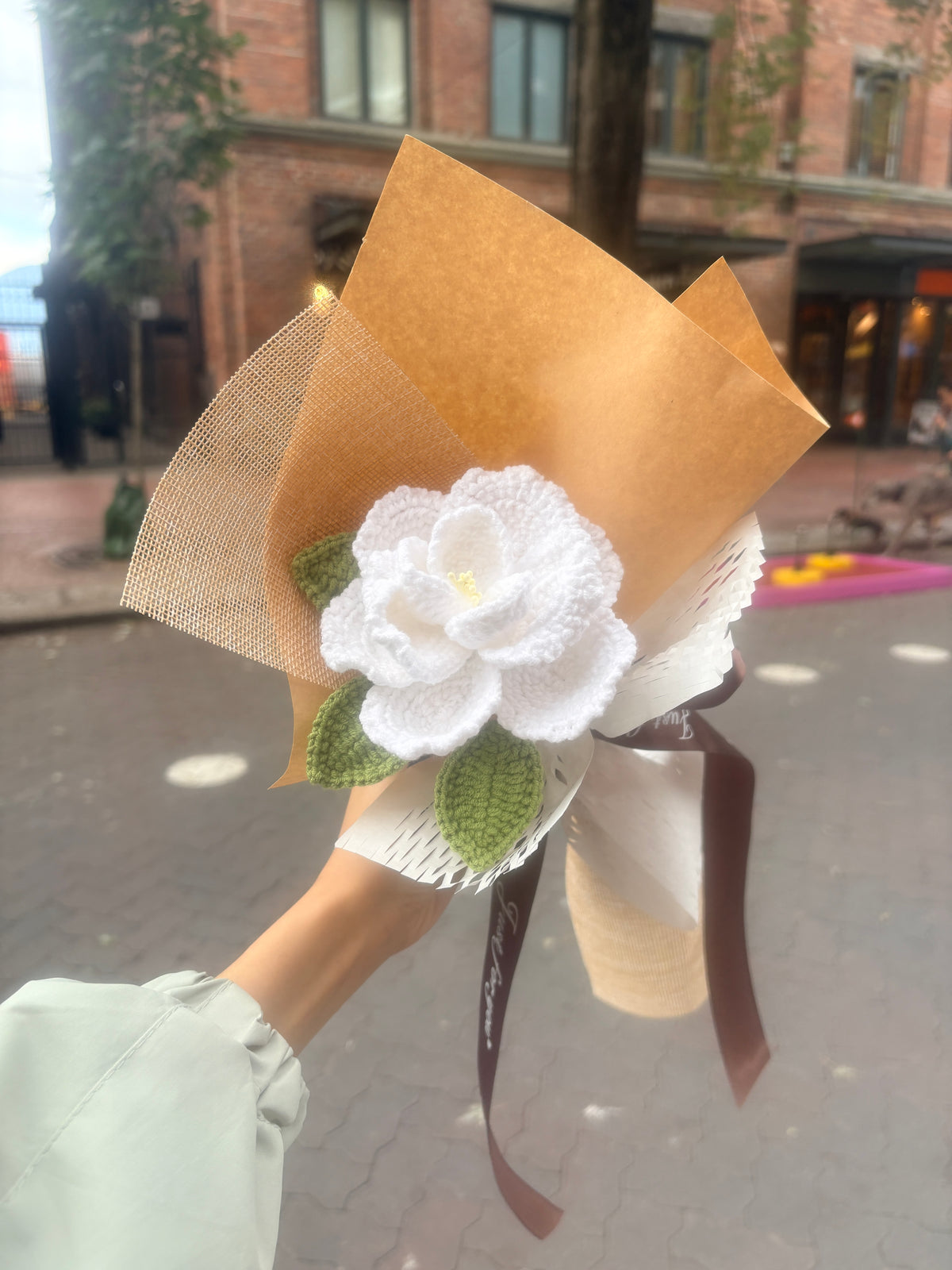 Single Stem White French Rose Bouquet with Package
