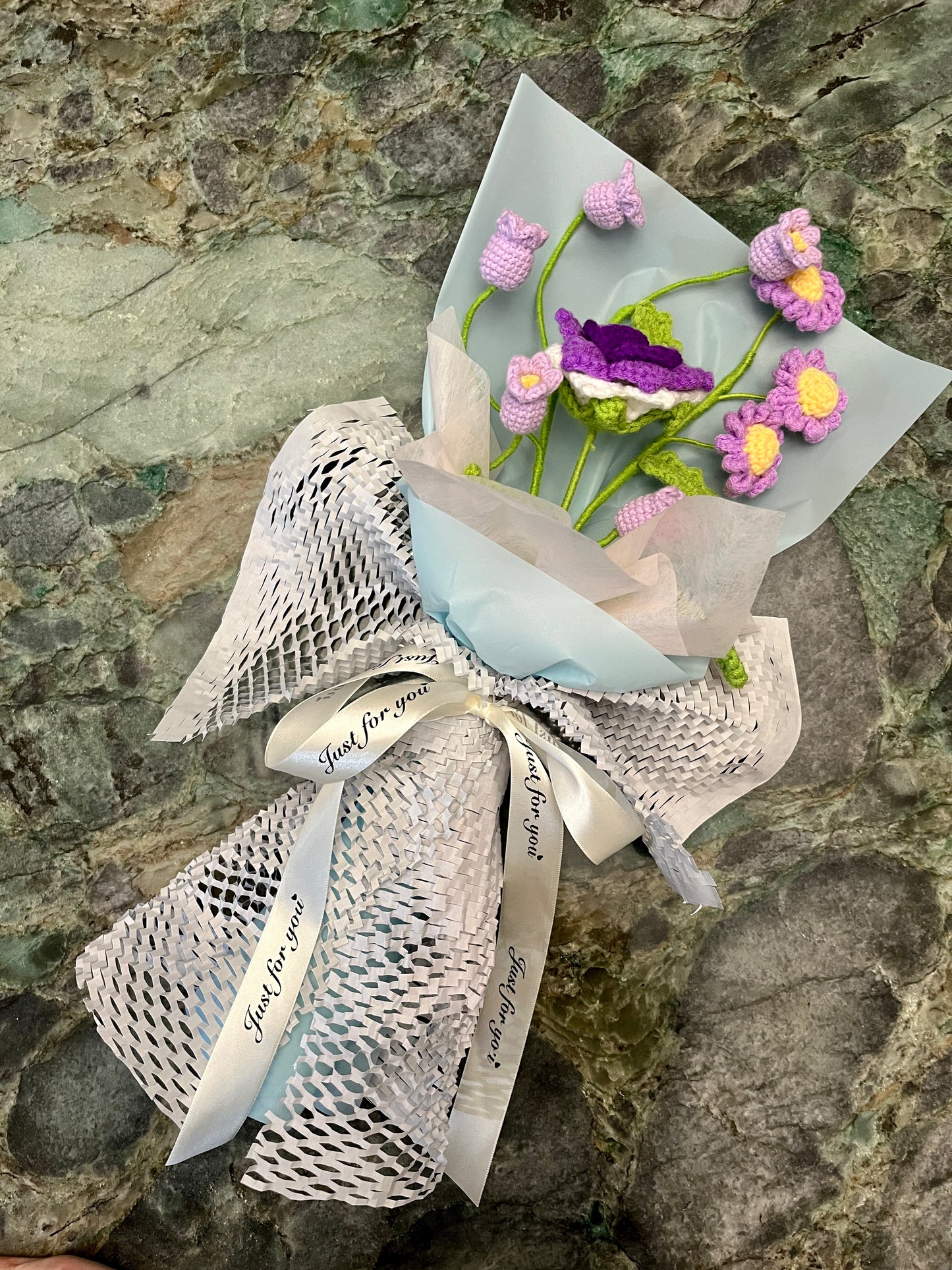 Mixed Small Rose Crochet Flowers Bouquet with package