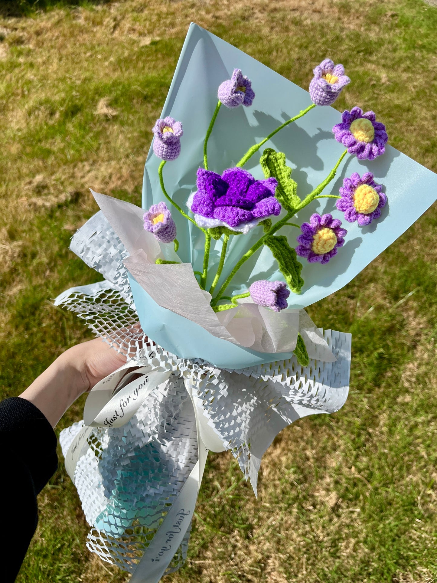 Mixed Small Rose Crochet Flowers Bouquet with package