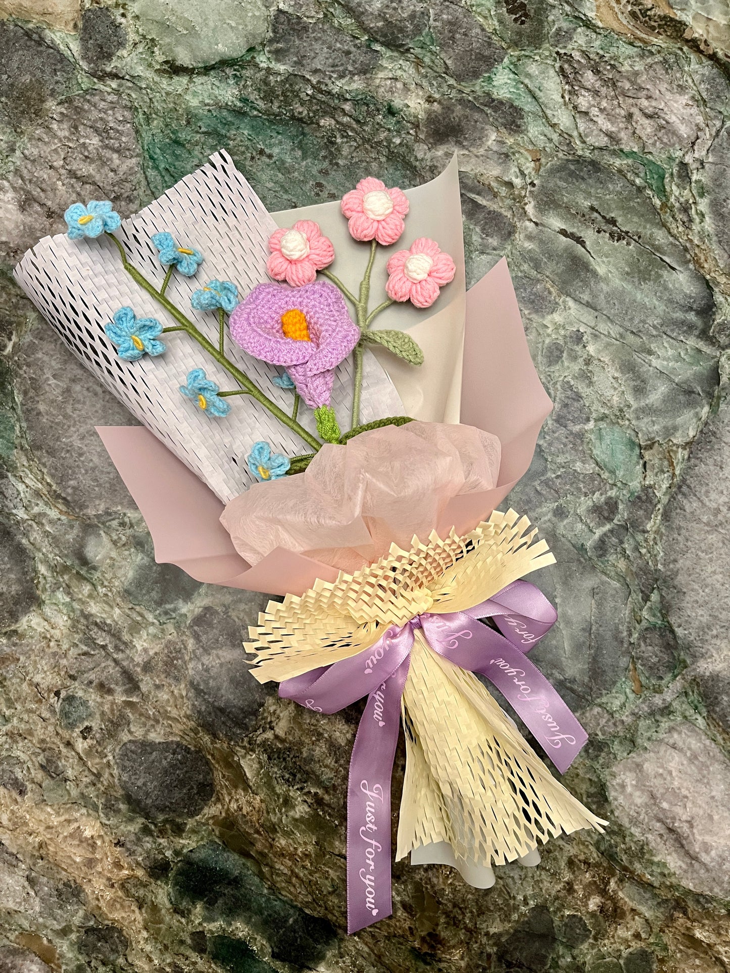 Mixed Small Calla Lily Crochet Flowers Bouquet with package