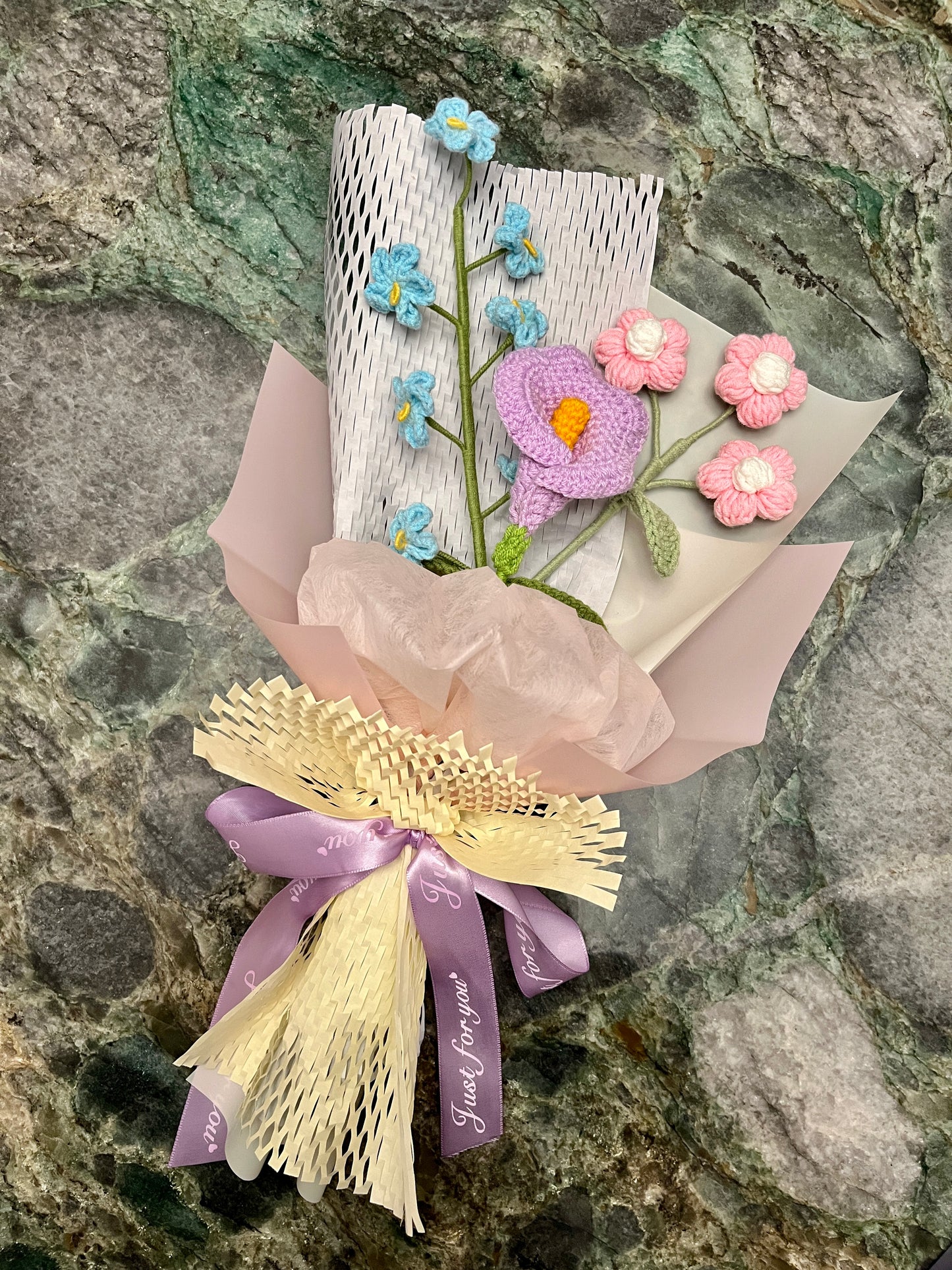 Mixed Small Calla Lily Crochet Flowers Bouquet with package
