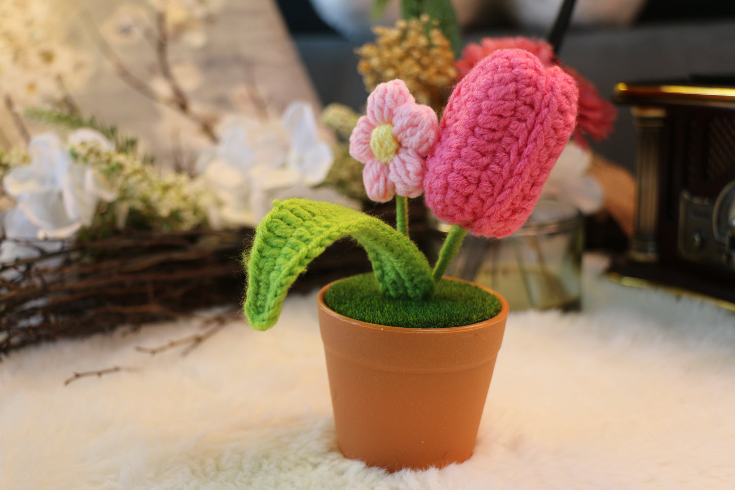 Tulip and Puff Flower Pot