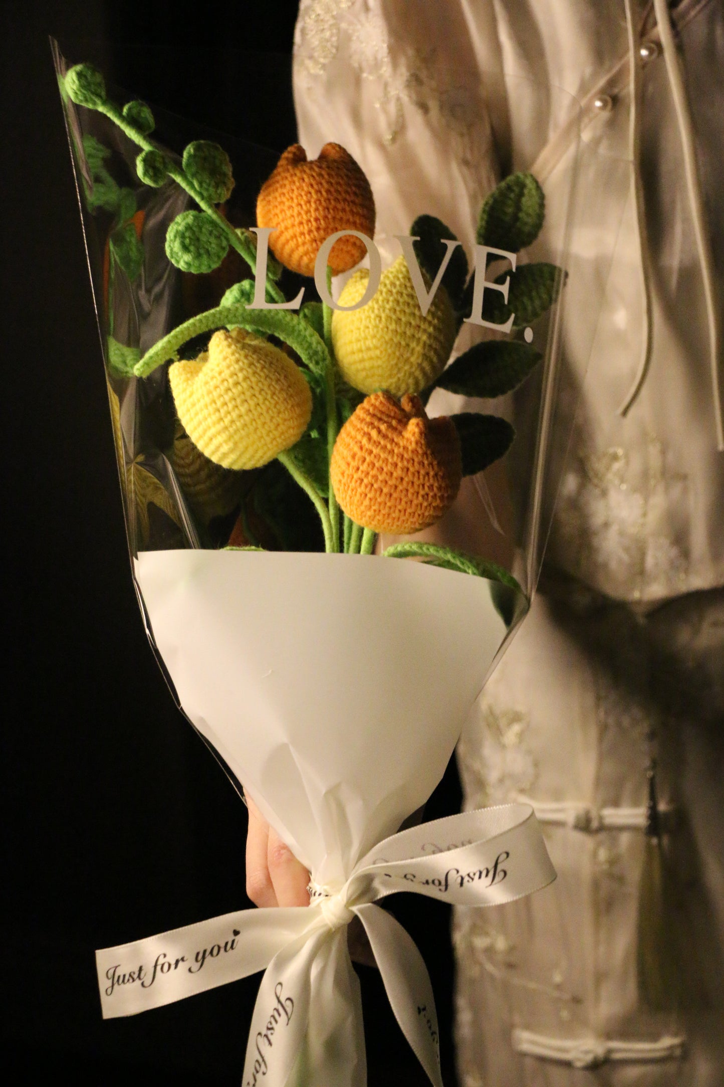 4 Stems Yellow & Orange Tulips Bouquet with package