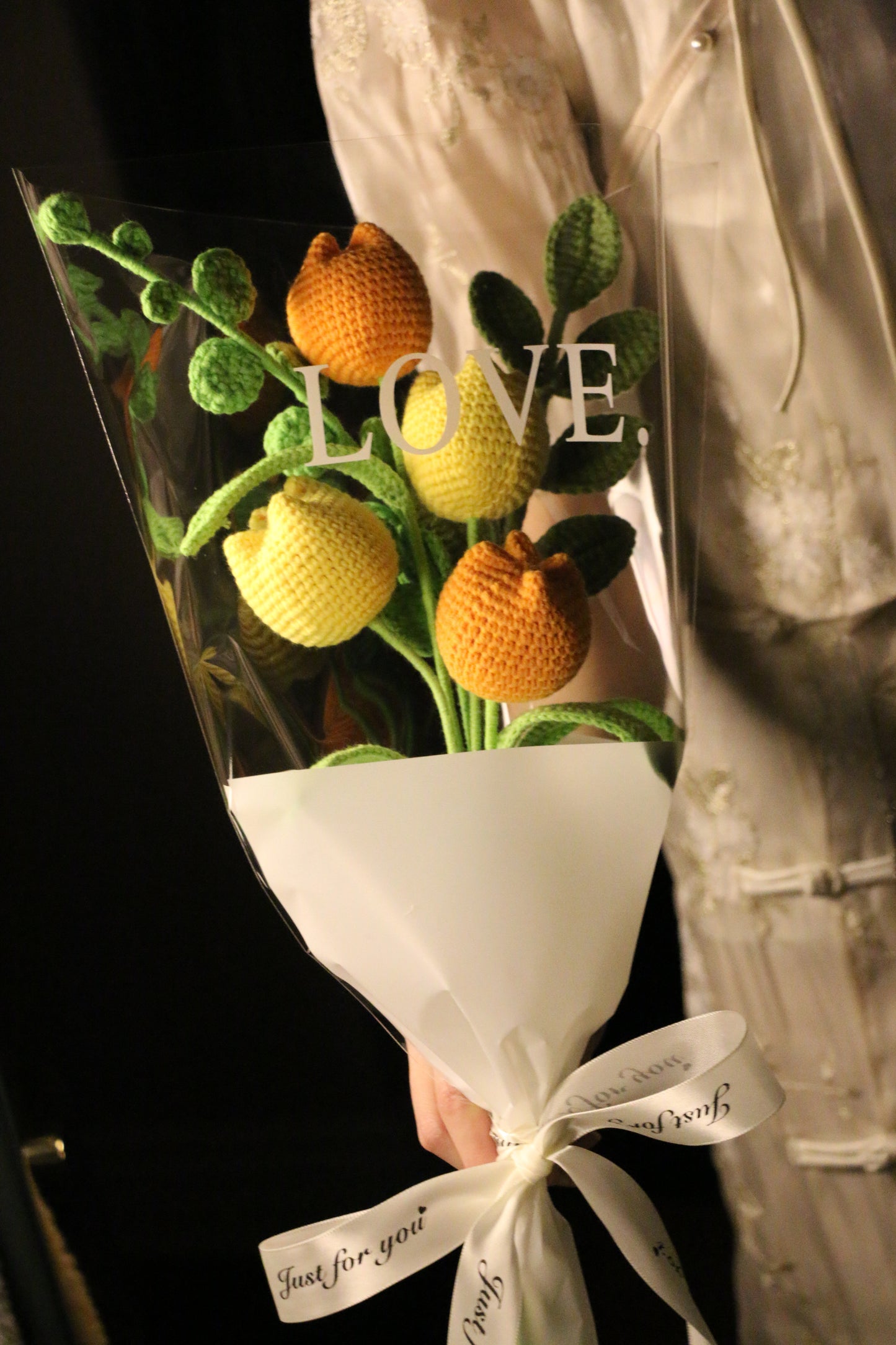 4 Stems Yellow & Orange Tulips Bouquet with package