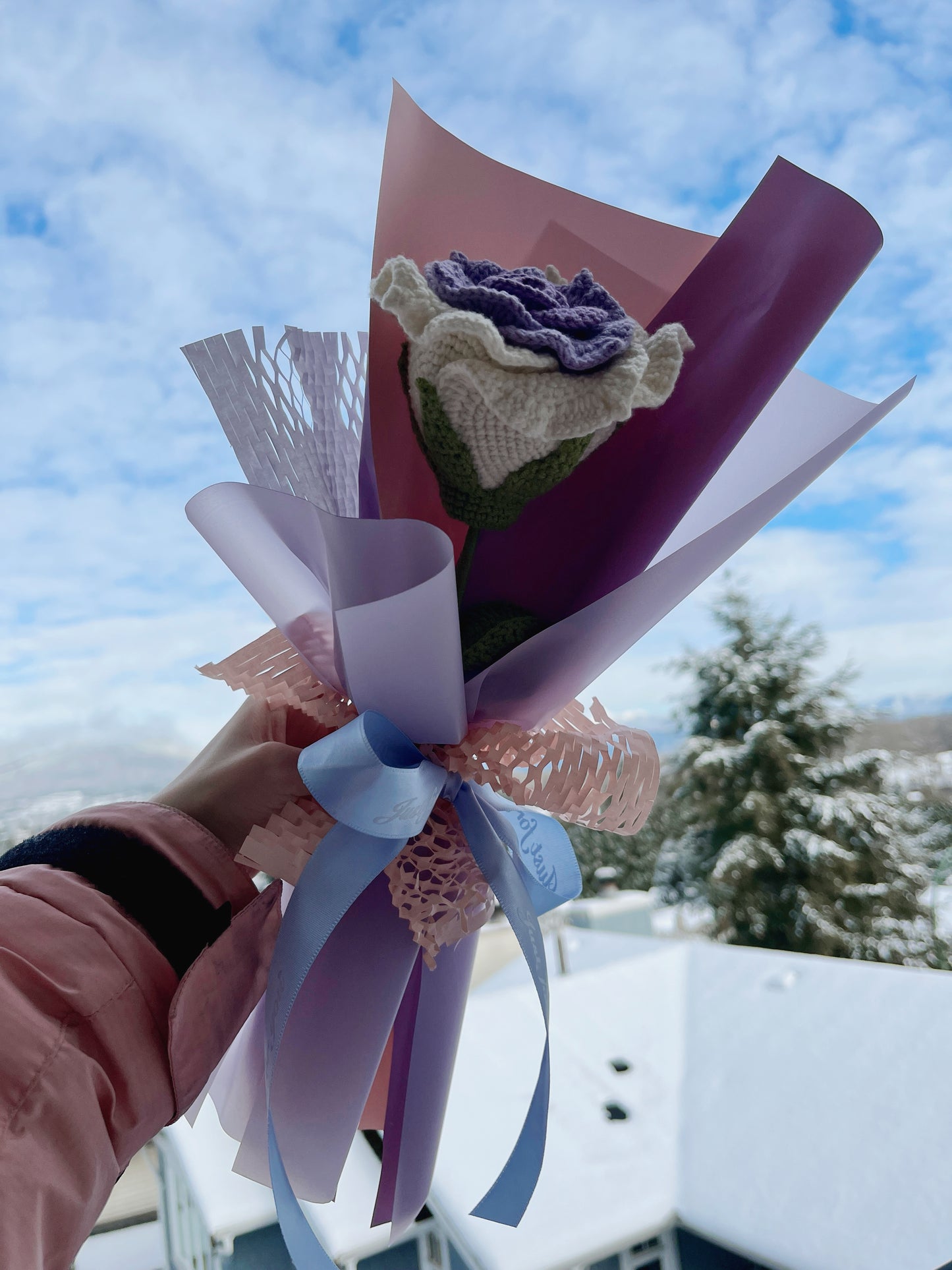 Single Stem Purple Thai Rose Bouquet with Package