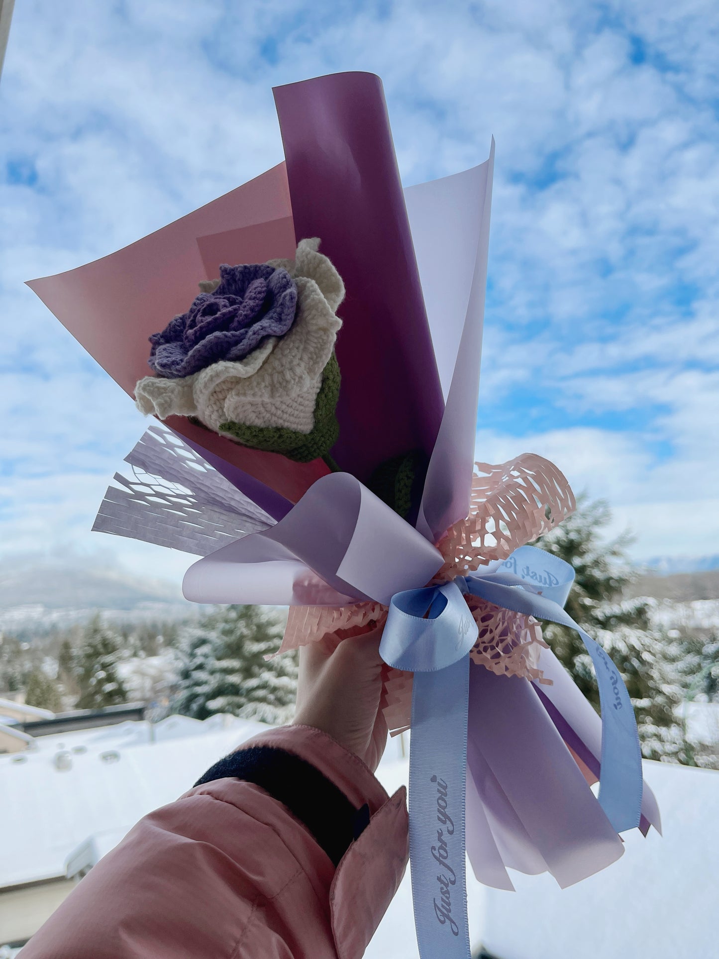 Single Stem Purple Thai Rose Bouquet with Package