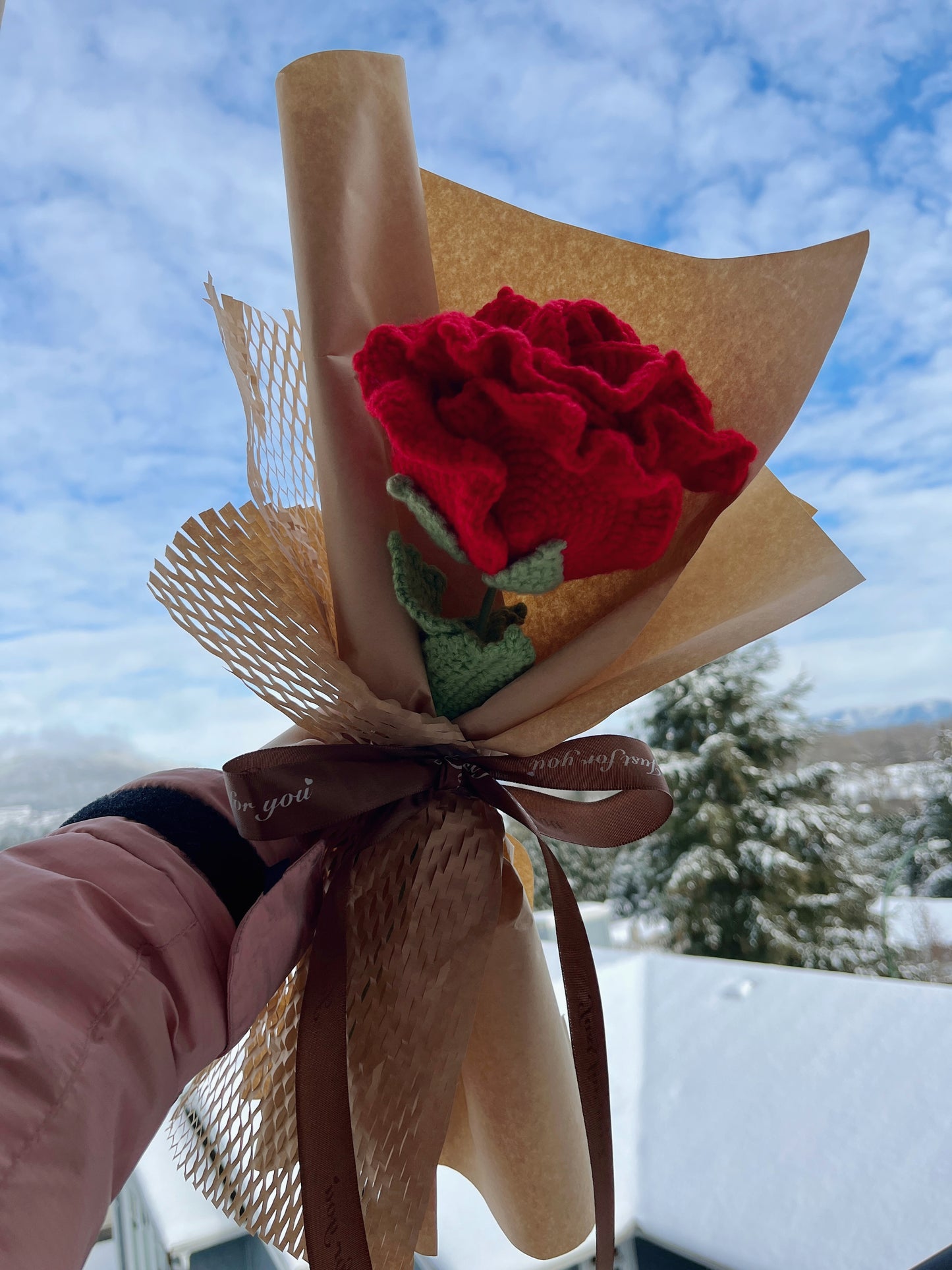 Single Stem Red Thai Rose Bouquet with Package