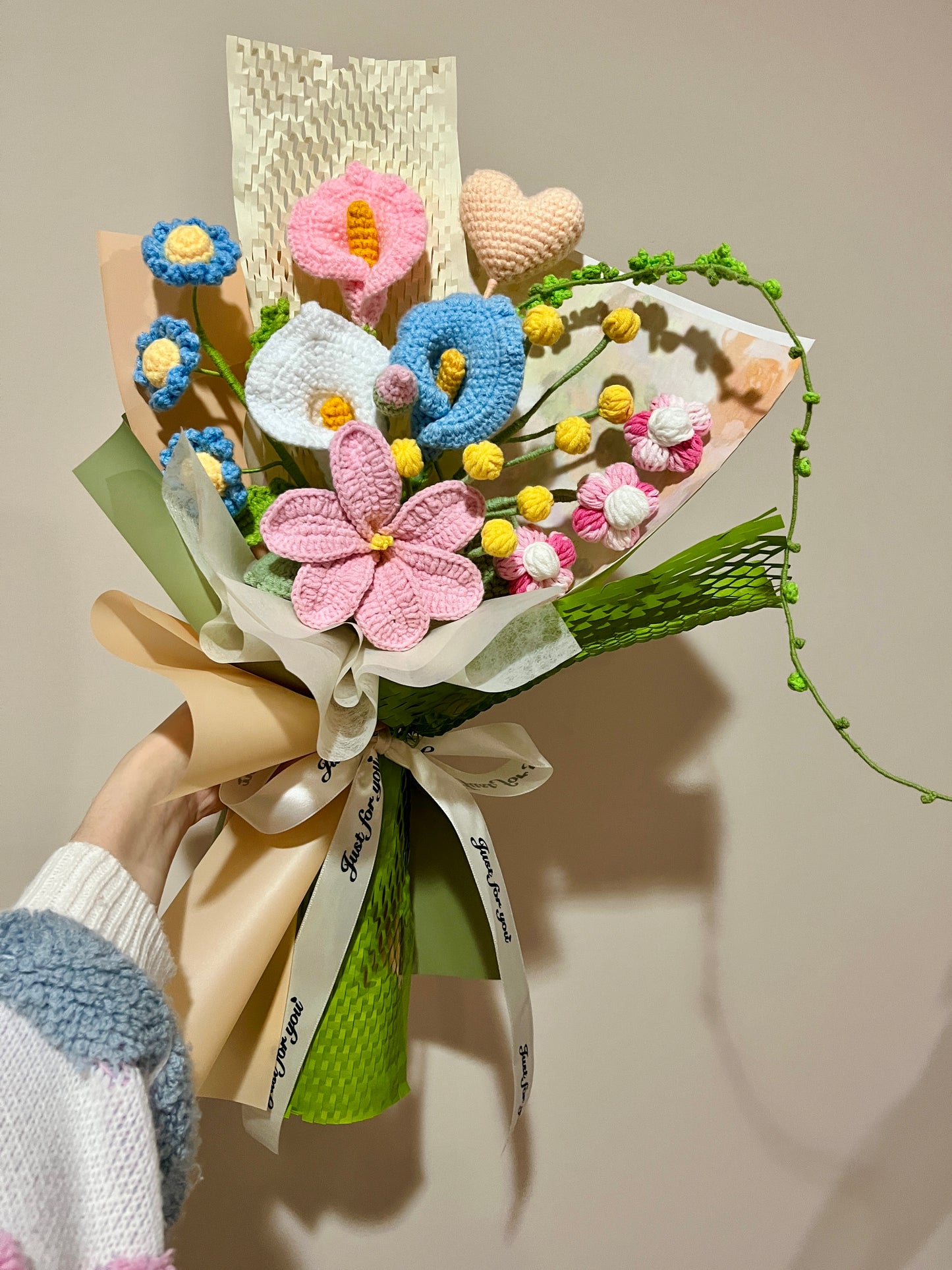 Mixed Calla Lily Crochet Flowers Bouquet with package Style B