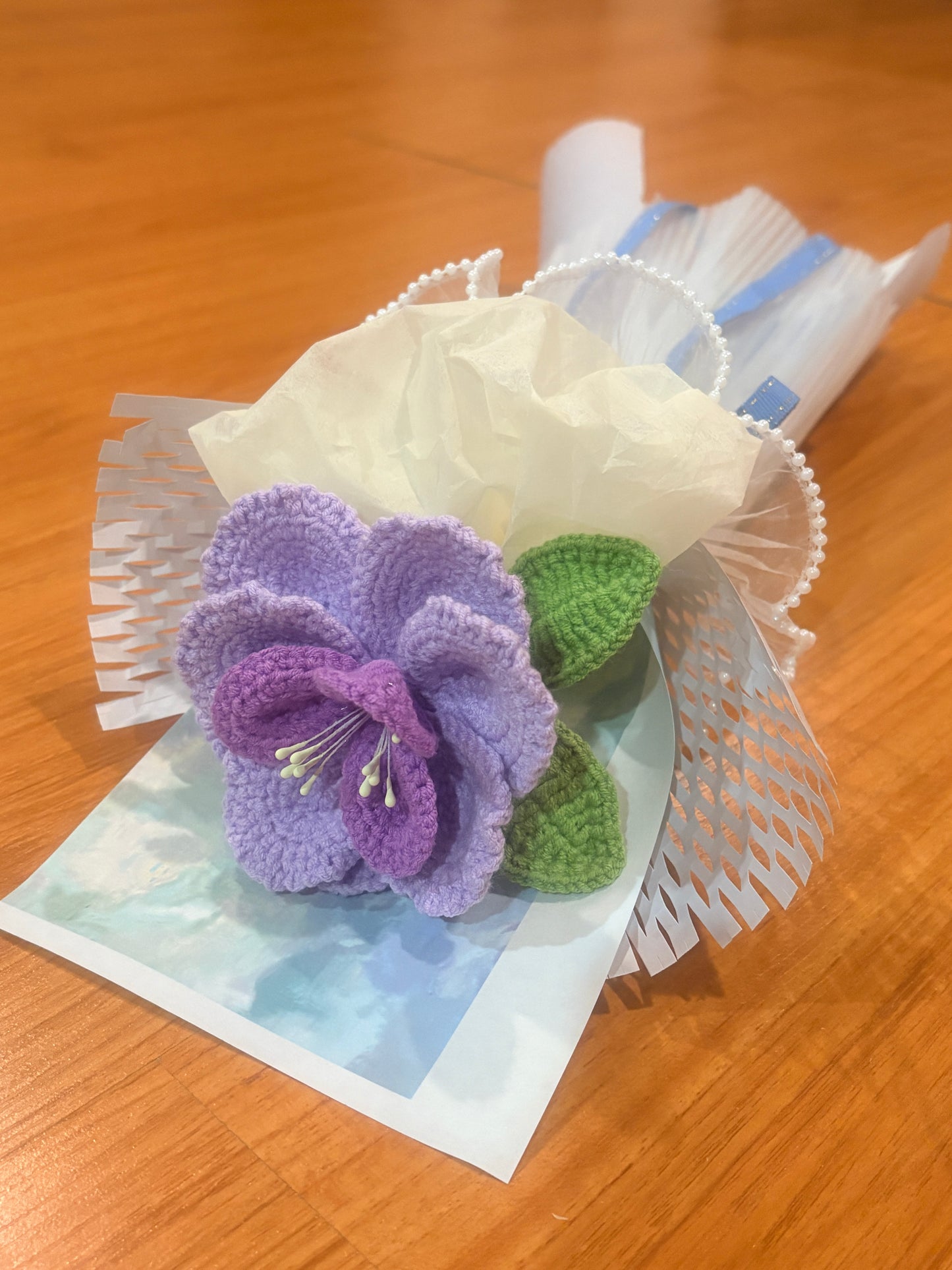 Single Stem Purple French Rose Bouquet with Package