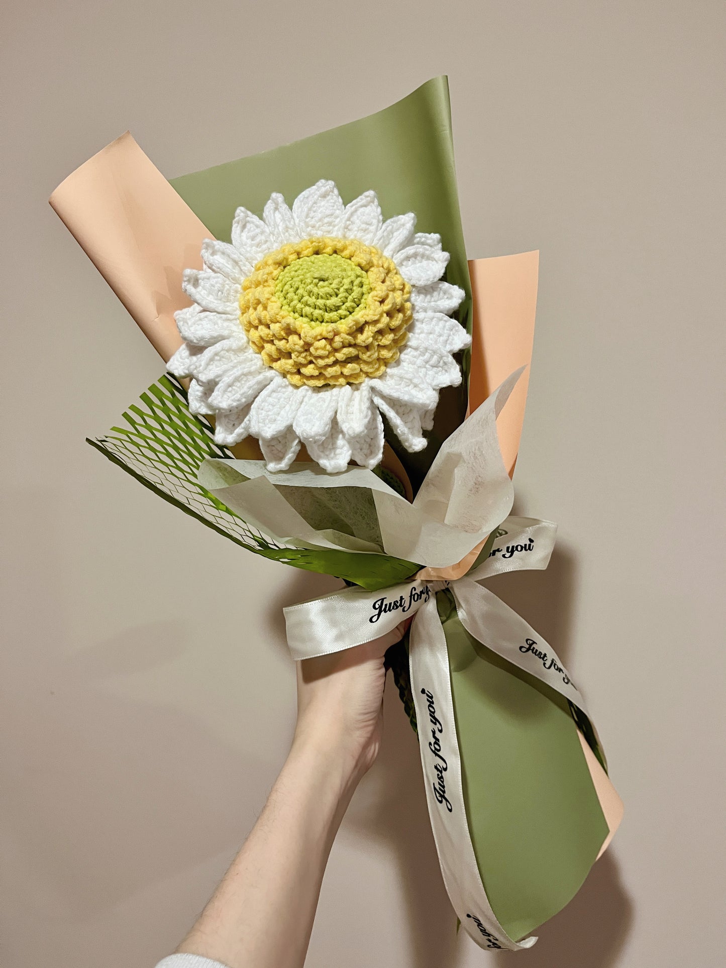 Single Stem White Double-Layer Sunflower Bouquet with Package
