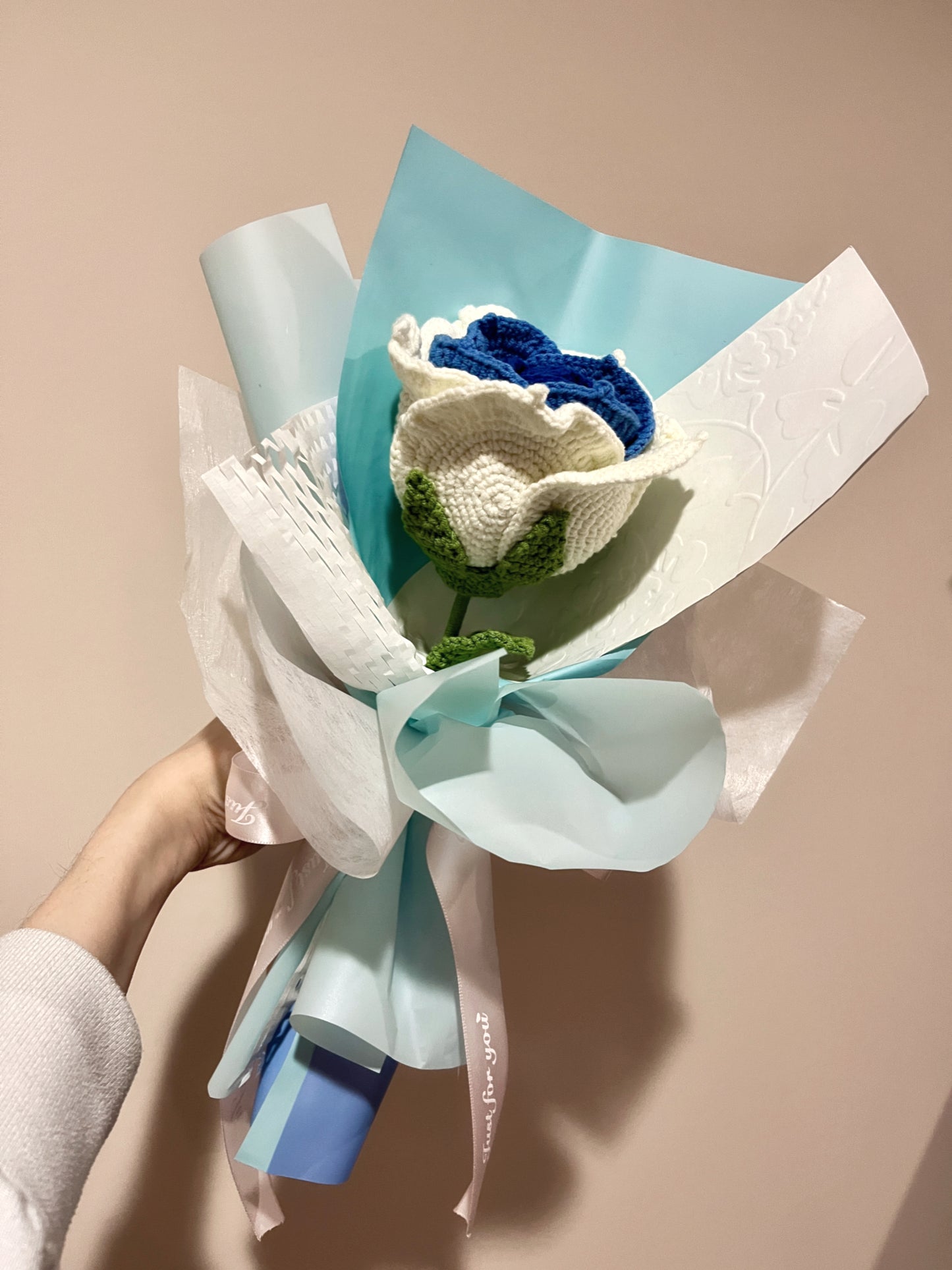 Single Stem Blue Thai Rose Bouquet with Package