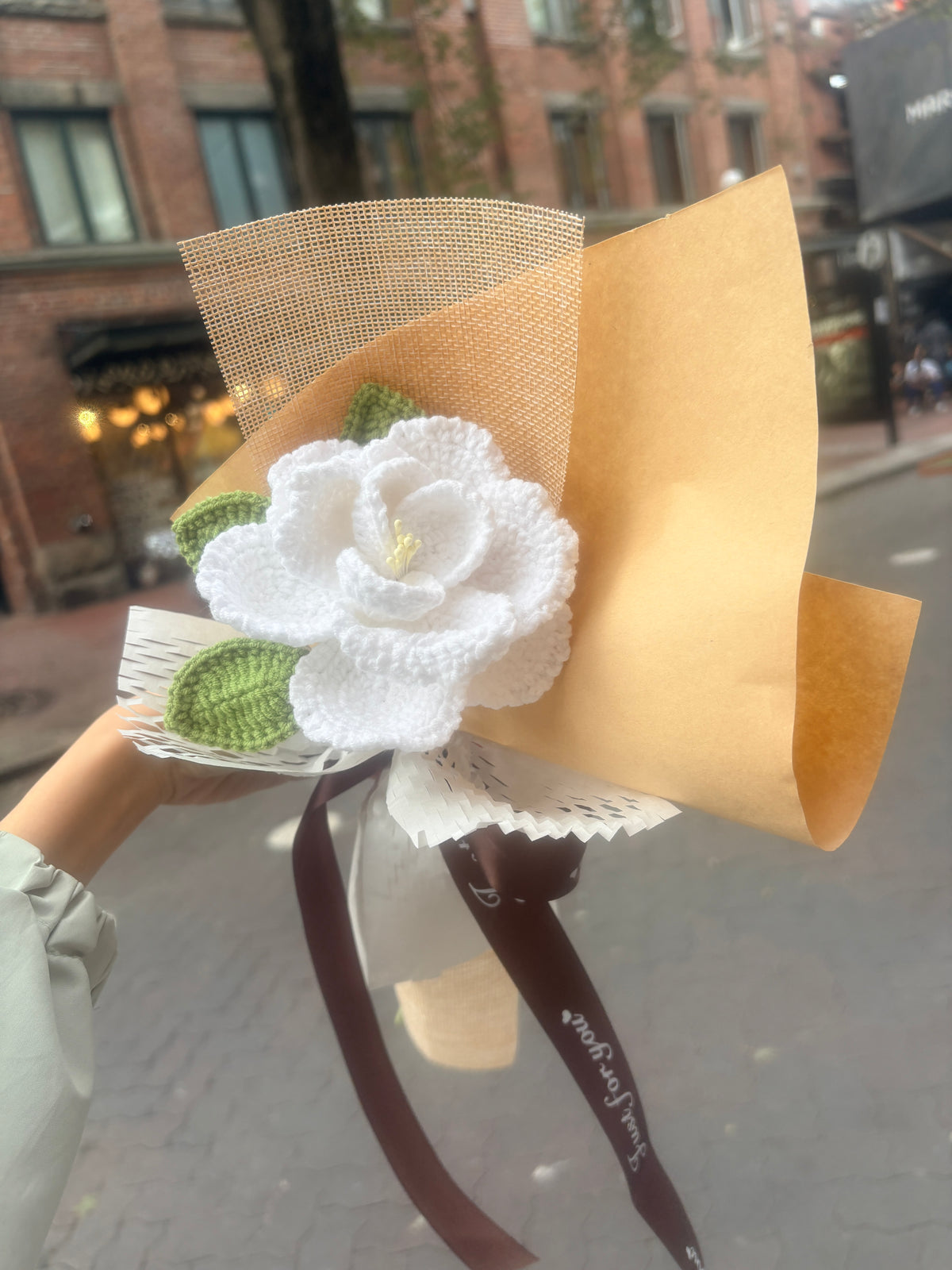 Single Stem White French Rose Bouquet with Package