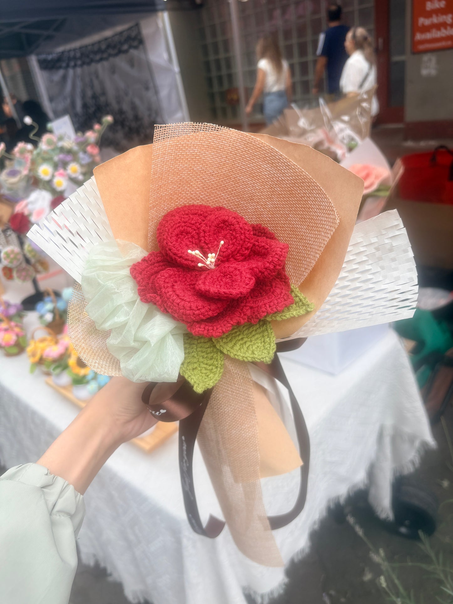Single Stem Red French Rose Bouquet with Package