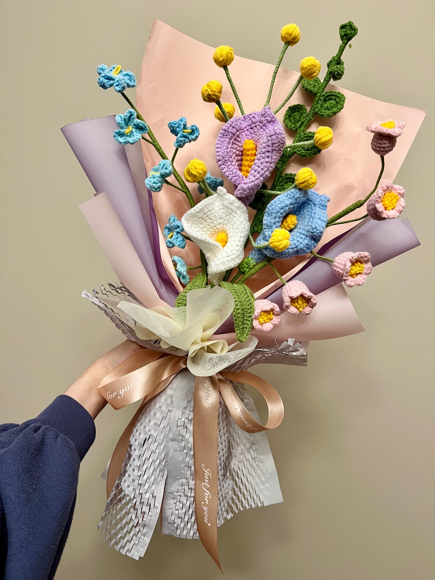 Mixed Calla Lily Crochet Flowers Bouquet with package Style A