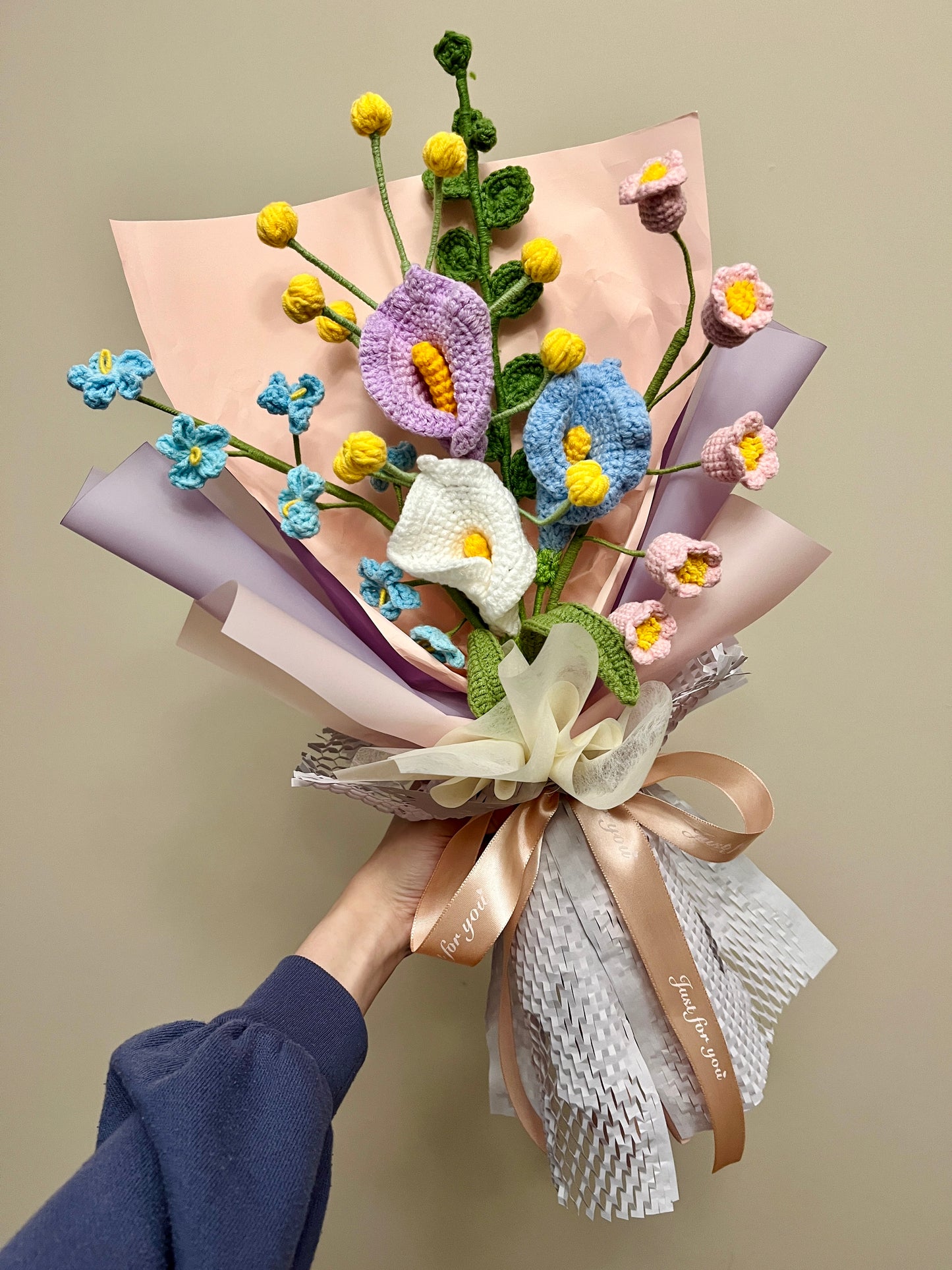 Mixed Calla Lily Crochet Flowers Bouquet with package Style A