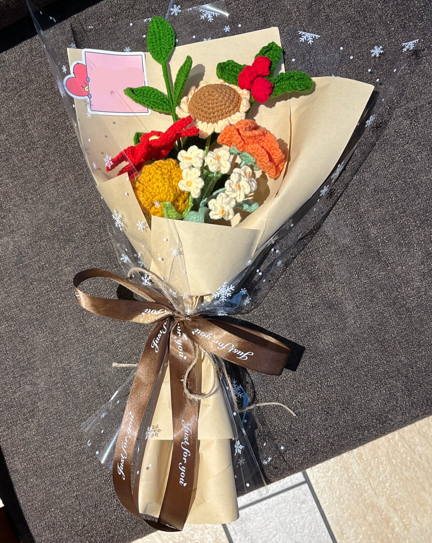 Mixed Christmas Crochet Flowers Bouquet with package - Style A