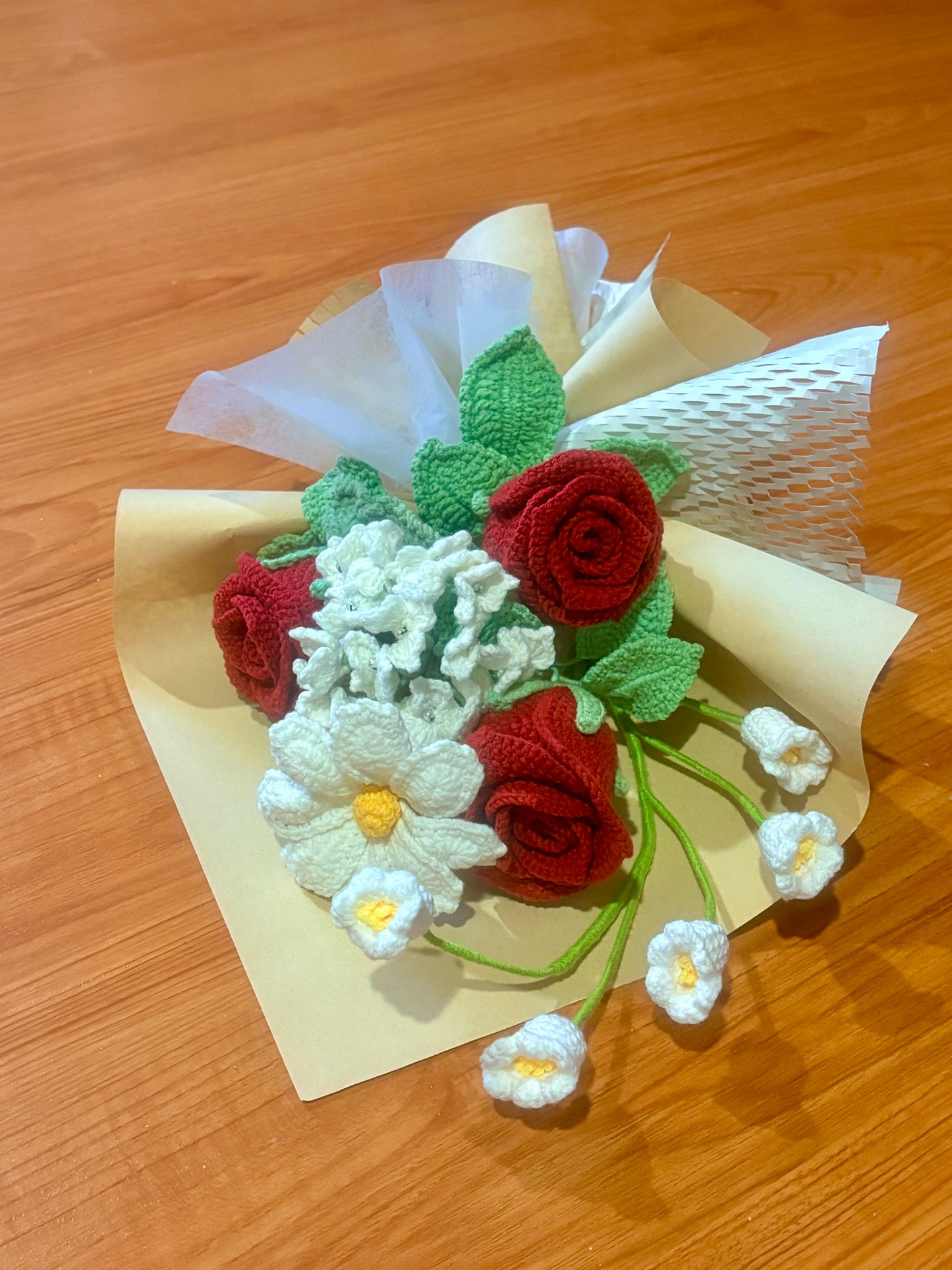 Mixed Red Wine Rose Bouquet with package