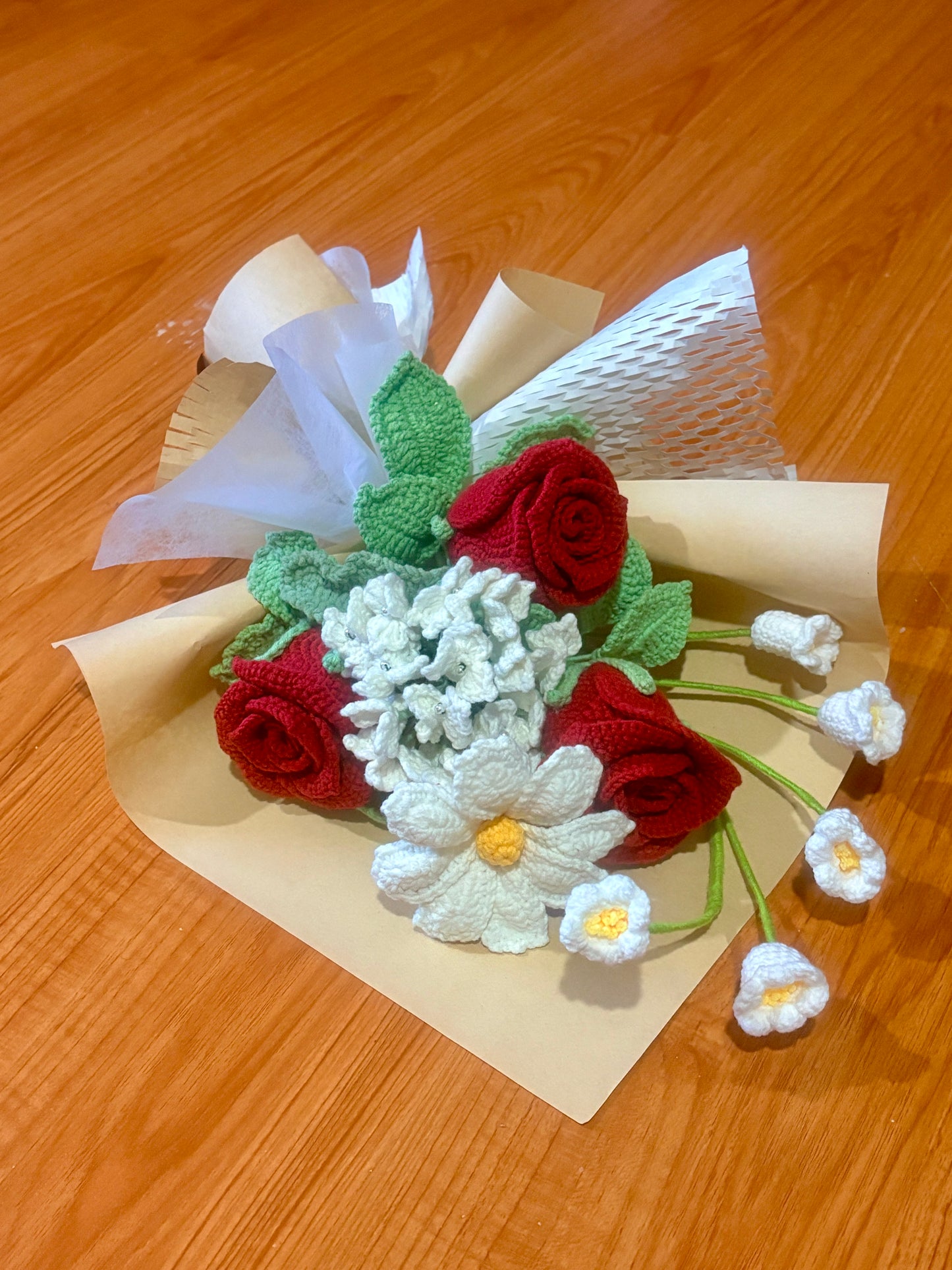 Mixed Red Wine Rose Bouquet with package
