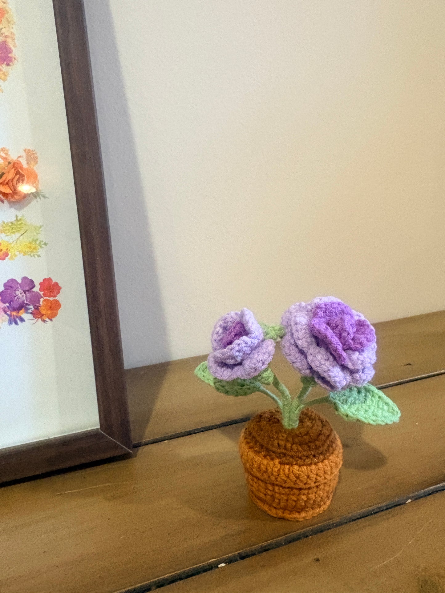 Rose with crochet pot