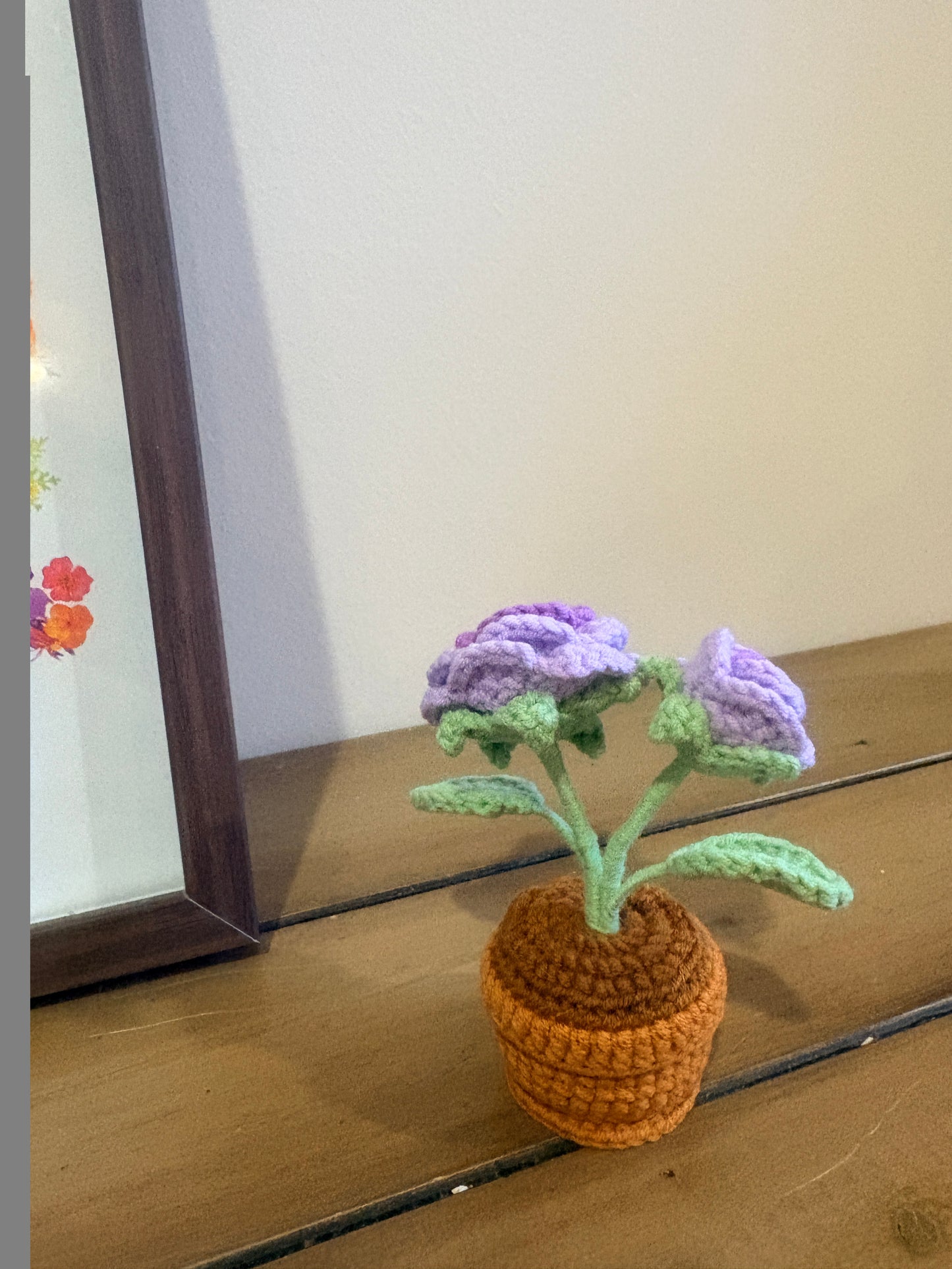 Rose with crochet pot