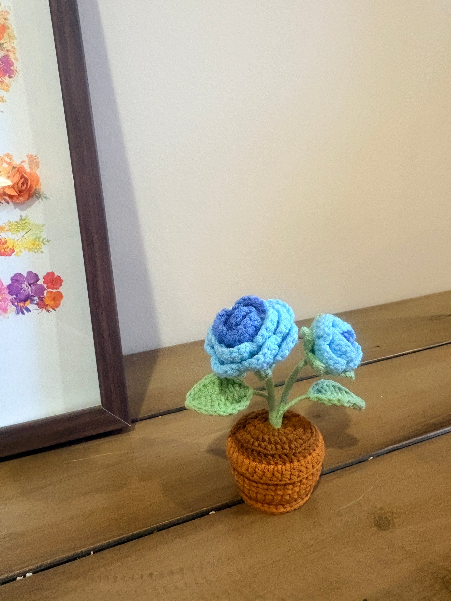 Rose with crochet pot