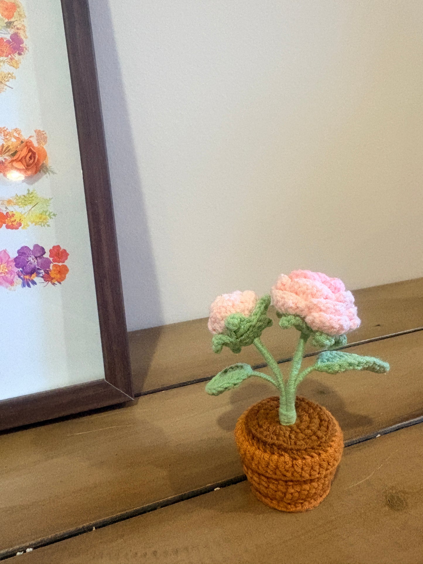 Rose with crochet pot