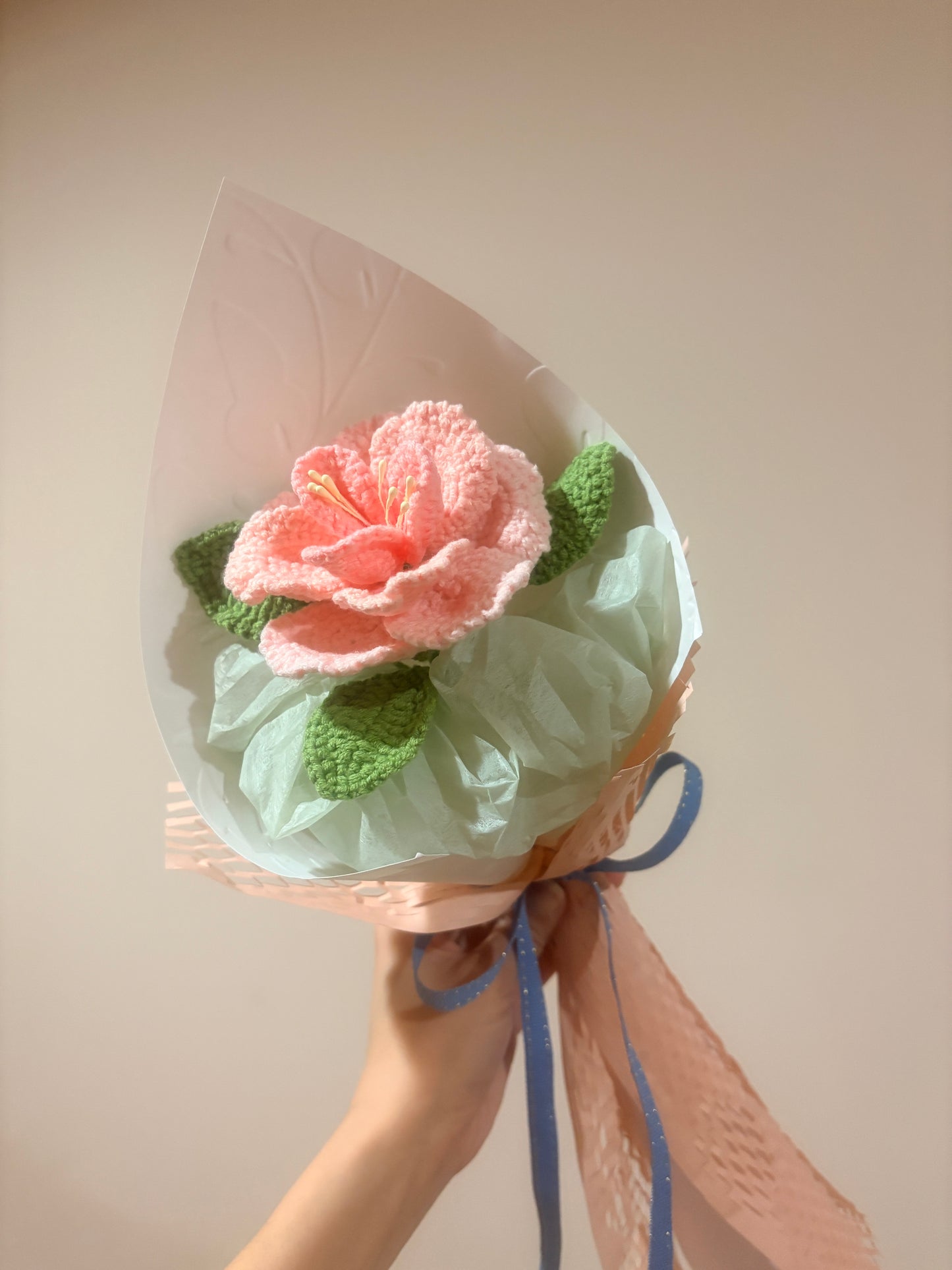 Single Stem Cherry Blossom French Rose Bouquet with Package