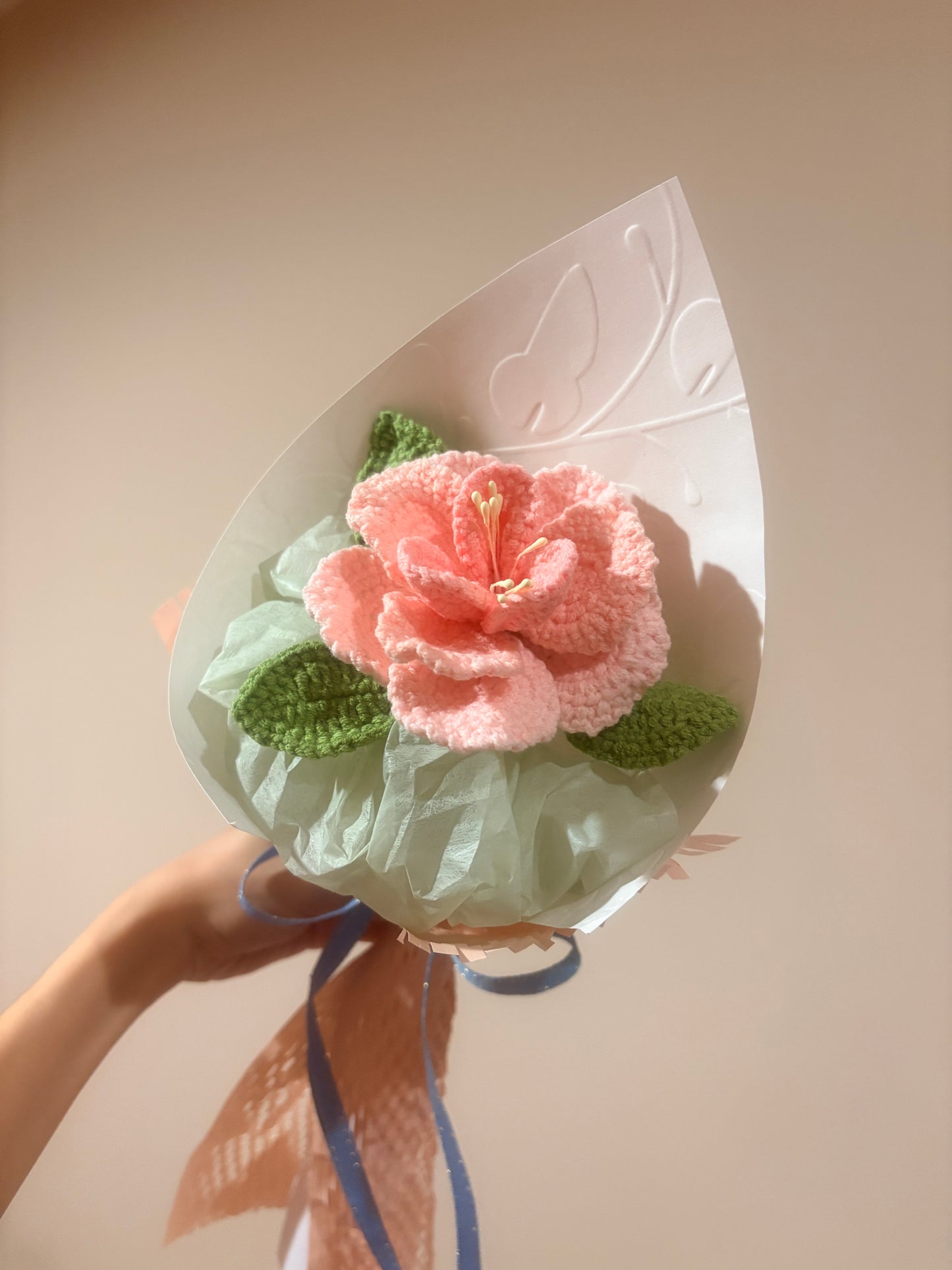 Single Stem Cherry Blossom French Rose Bouquet with Package