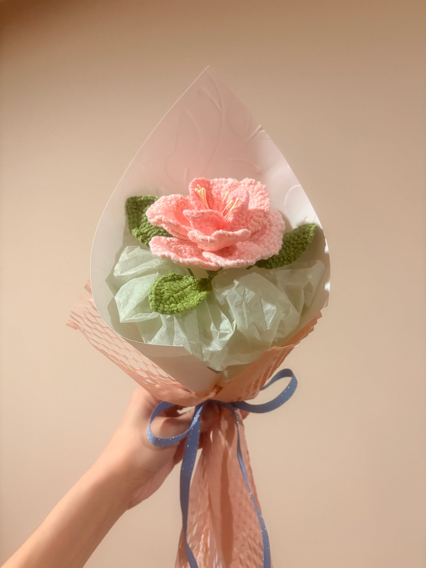 Single Stem Cherry Blossom French Rose Bouquet with Package