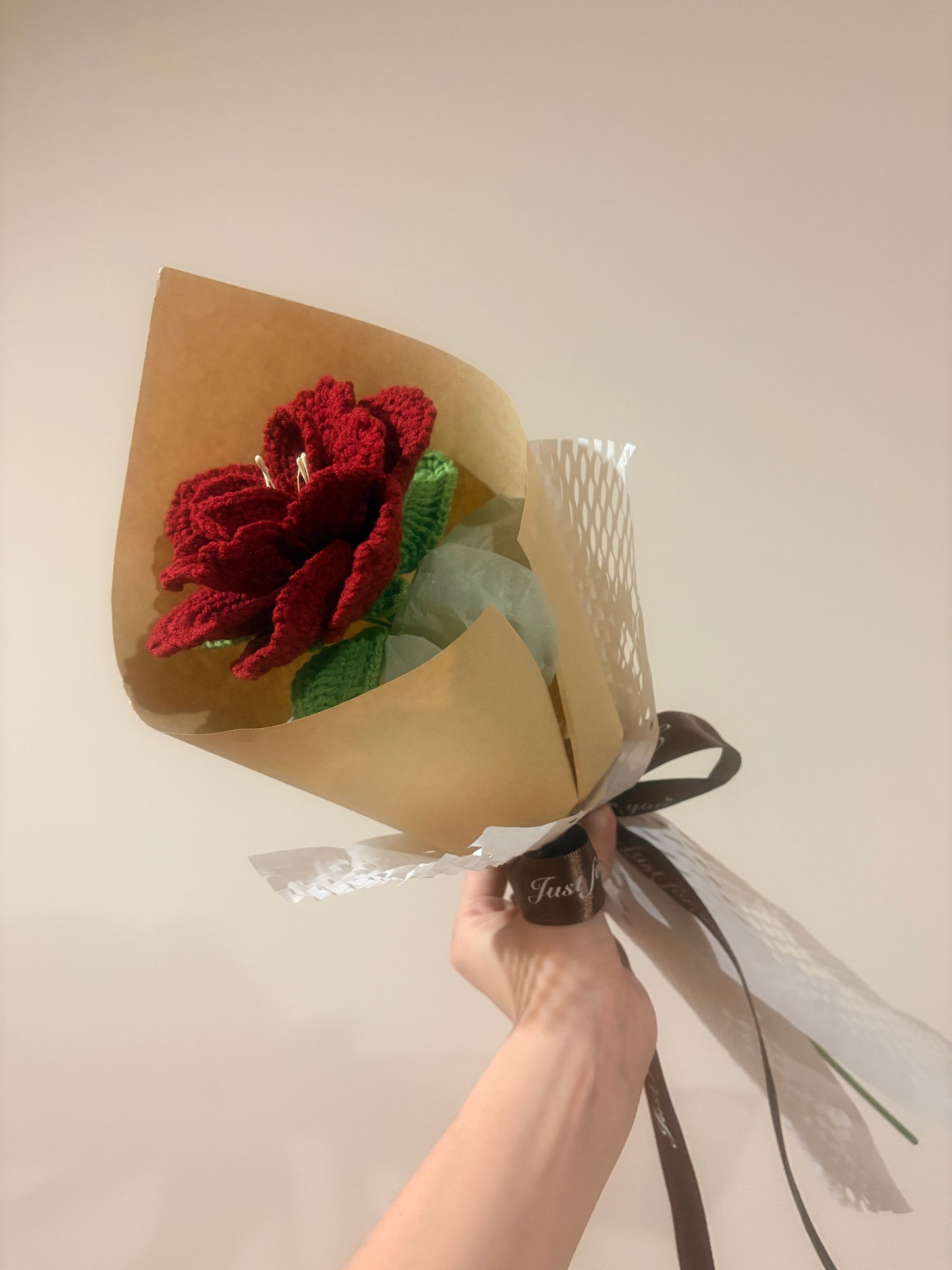 Single Stem Red French Rose Bouquet with Package