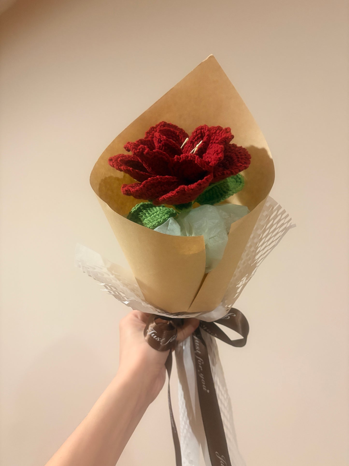 Single Stem Red French Rose Bouquet with Package
