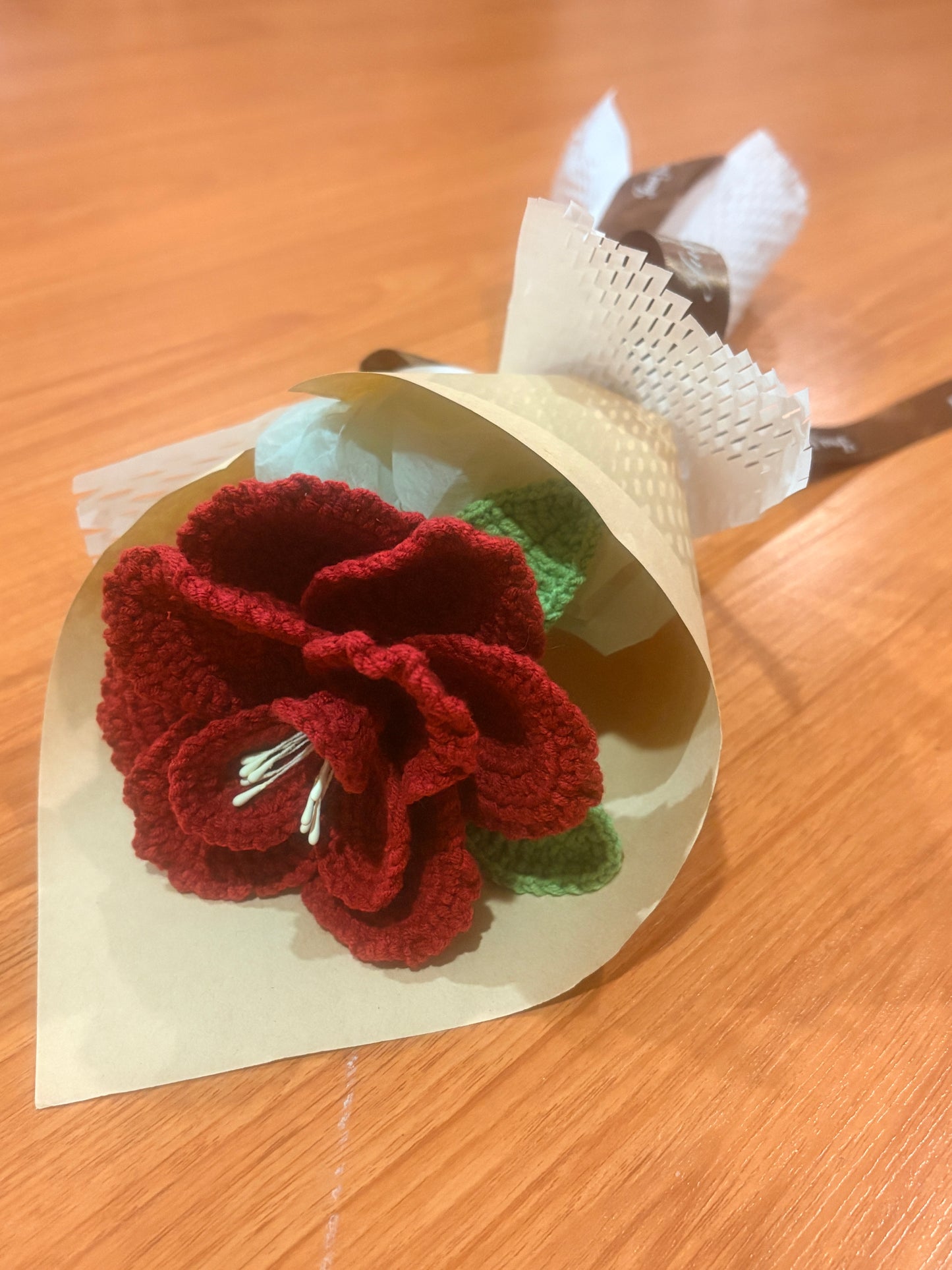 Single Stem Red French Rose Bouquet with Package