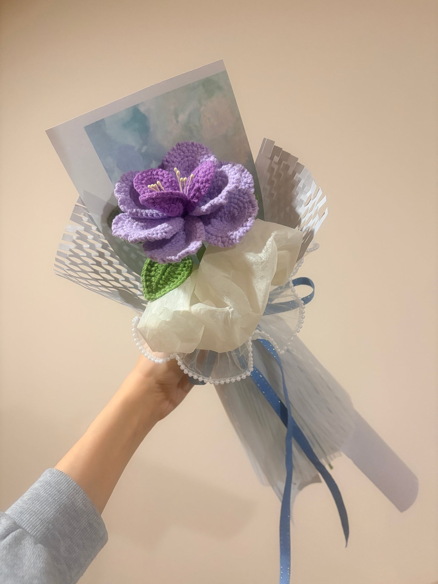 Single Stem Purple French Rose Bouquet with Package