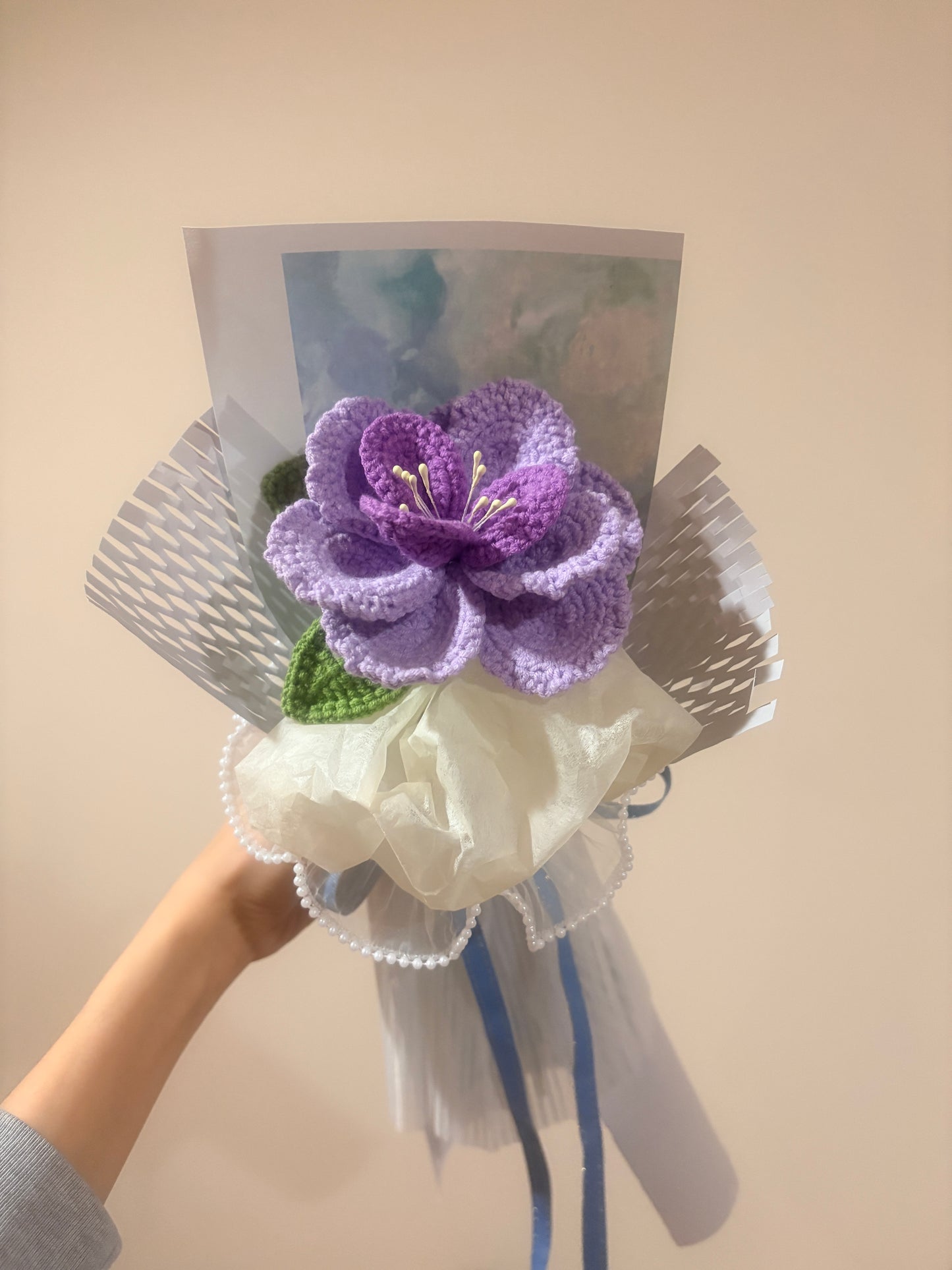 Single Stem Purple French Rose Bouquet with Package