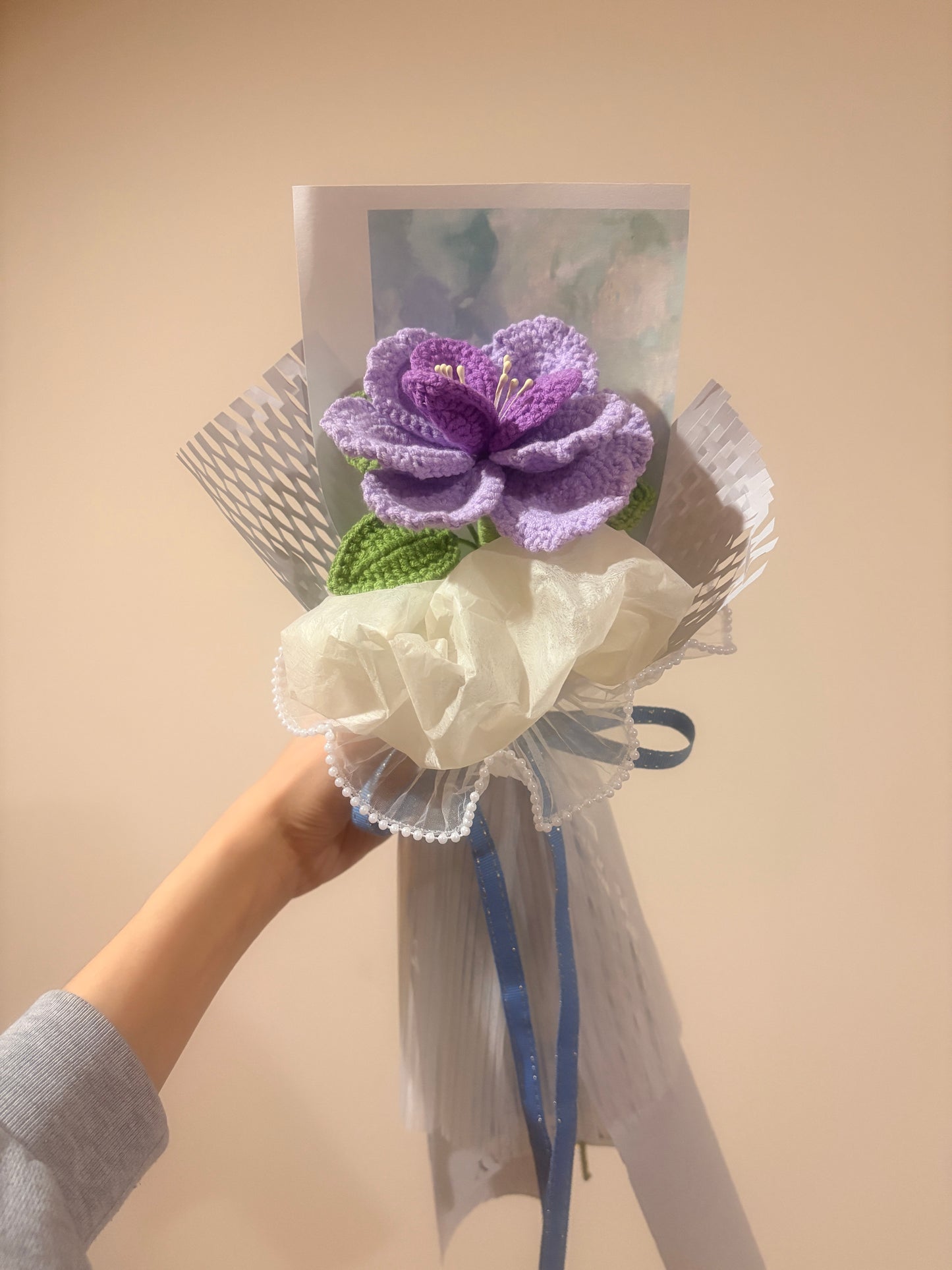 Single Stem Purple French Rose Bouquet with Package