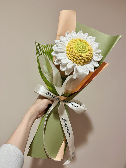 Single Stem White Double-Layer Sunflower Bouquet with Package